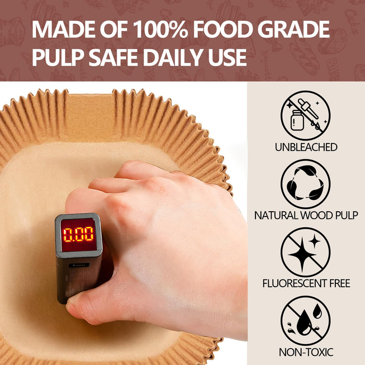 125 Pcs Unbleached Air Fryer Liners 9 Inch