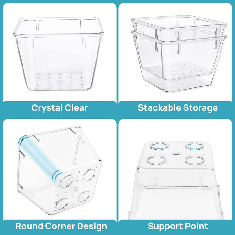 15 PCS Clear Plastic Drawer Organizers Set (15 Count)