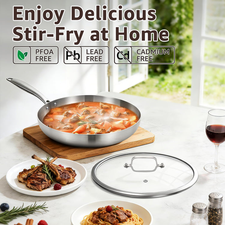 8 Inch Stainless Steel Frying Pan with Lid