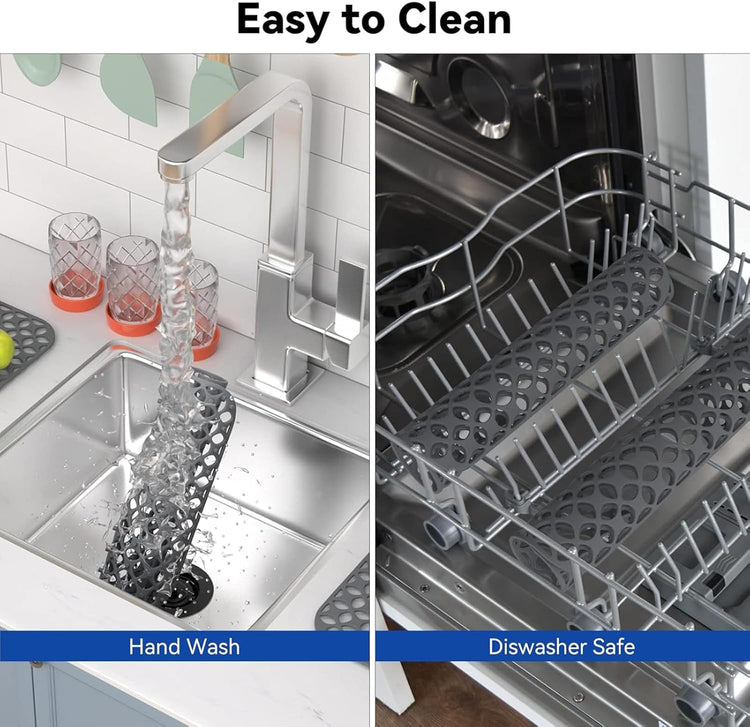 TOOVEM Sink Protectors for Kitchen Sink, Folding Non-slip Kitchen Mat, Heat Resistant Silicone Mat 1 Pcs, Grey, 13.58 ''x 11.6 ''