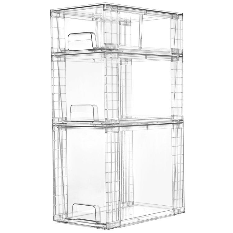 3 Pack Clear Stackable Storage Drawers (3 Count)