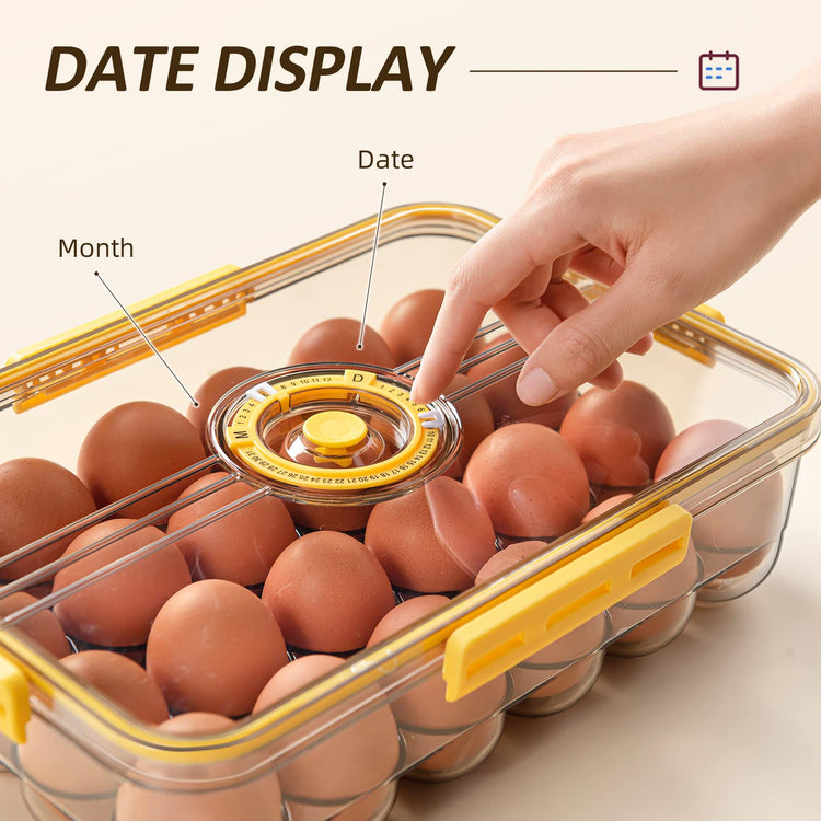 Egg Holder 24 Container With Lids for Timer 2 pack (2 Count)