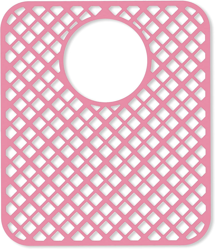 2 Pack Silicone Sink Protectors for Kitchen Sink, Lozenge Pattern 13 x 11 Inches Sink Mat, Non-Slip and Durable Sink Protector Silicone, Rear Drain, Pink