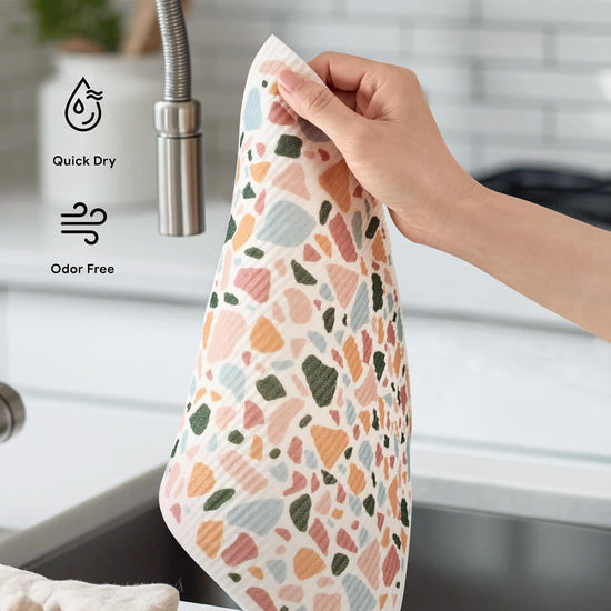 RECYCO Swedish Dishcloths for Kitchen | 4 Pack Oversized Washable Dish Rags | Large Cellulose Reusable Cleaning Paper Towels | Absorbent Counter Dish Cloth Sponge XL Kitchen Wipes, 12" L x 10" W - Nestoria