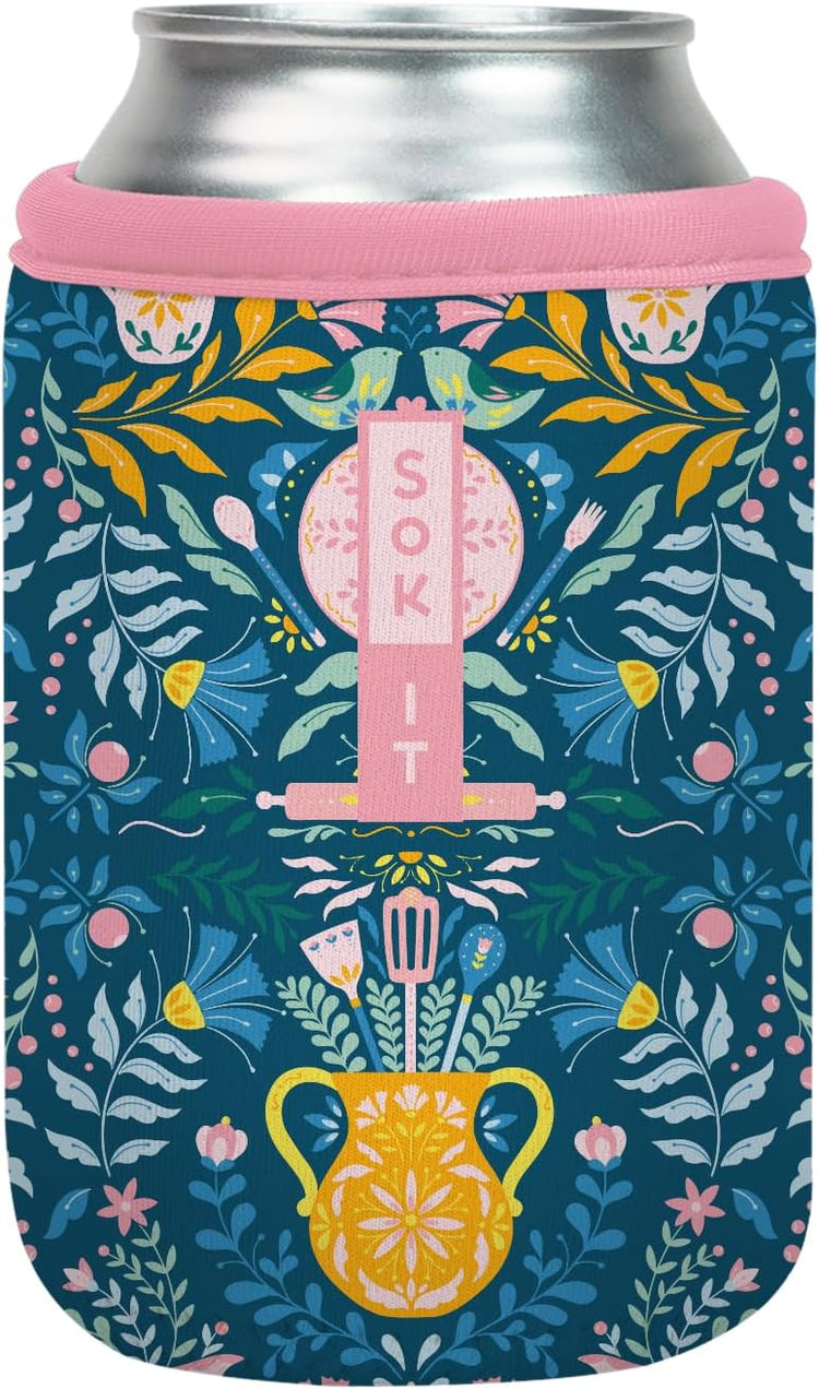 Sok It CanSok Sleeve for Beer & Soda Insulated Neoprene Cover (Wild-Flour, 12oz Can Sleeve)