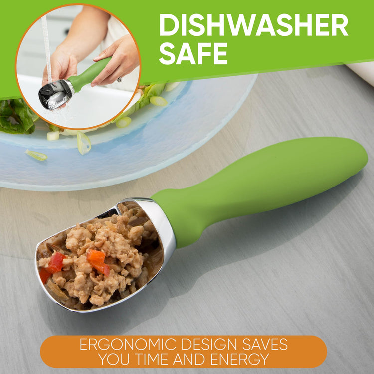 Heavy Duty Metal Ice Cream Scoop with Soft Grip Handle
