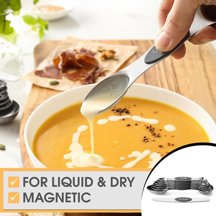Stainless Steel Magnetic Measuring Spoons Set of 8