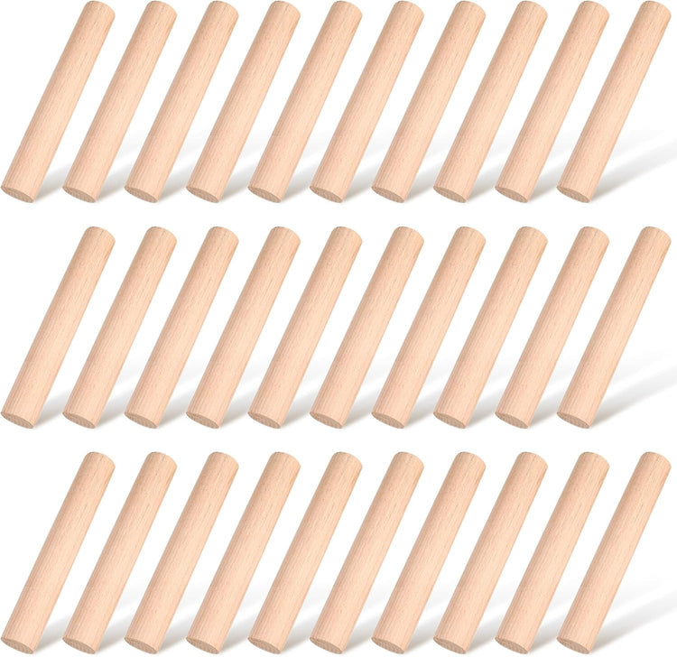 Patelai Small Wooden Rolling Pin, Dumpling Dough Roller Wooden Mini Rolling Pins Kitchen Utensil Tool for Fondant, Pasta, Bread, Pastry, Cookies, Pizza, Pie, Cylinder Style, 6.3 Inch (30 Pieces)