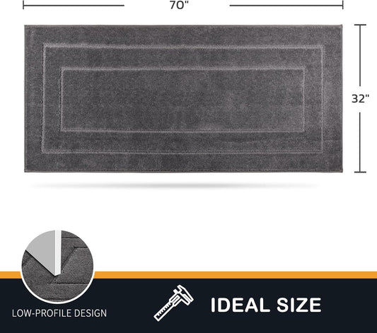 PURRUGS Dirt Trapping Door Mat 32" x 70", Non-Slip/Skid Machine Washable Entryway Rug, Dog Doormat, Super Absorbent Welcome Mat for Muddy Wet Shoes and Paws, Grey