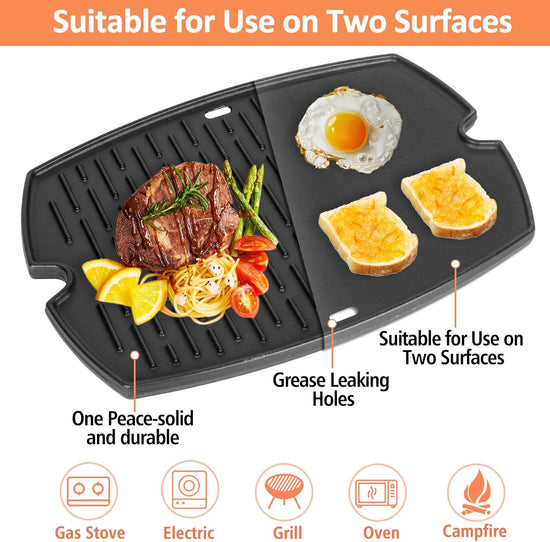 7584 Q3200 Griddle for Weber Q300 Q320 Q3000 Q3100 Q3200 Full Size Grill Plate Parts, Flat Top Cast Iron Griddle Insert for Weber 7646 Q320 Accessories, for WeberQ Grill Parts - Nestoria