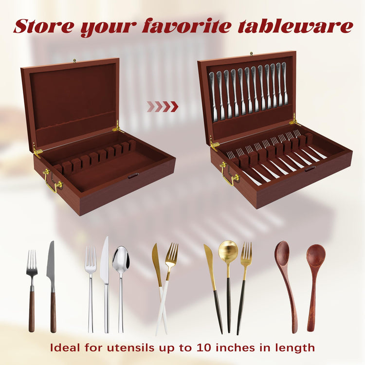 Silverware Storage Box Solid Wood with Lid