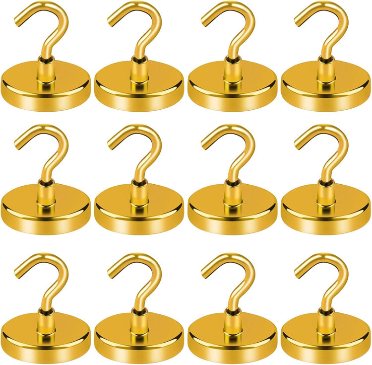 LOVIMAG Yellow Magnetic Hooks for Cruise Cabins, Cruise Essentials Must Haves, Cruise Magnets, Magnetic Key Holder, Strong Magnetic Hooks for Hanging, Fridge, Grill -12 Pack, 110lbs