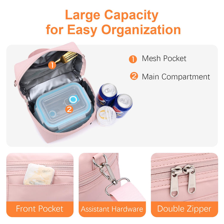 NOL Insulated Lunch Bags for Women Cooler Bag Lightweight Nylon Waterproof Lunch Box For Work