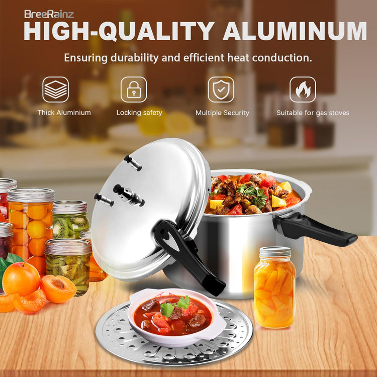 12 Quart Aluminum Pressure Cooker with Steaming Rack