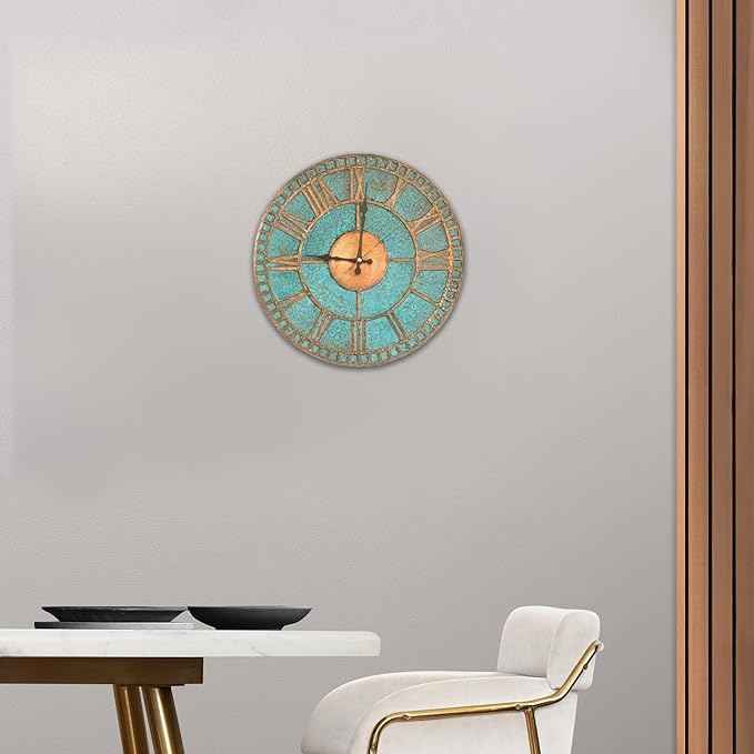 Handmade Copper Wall Clock Artisan Touch in Every Piece - Roman Glow Wall Decor Copper Clock for Living Room, Office, Kitchen & Bedroom (20 Inch)