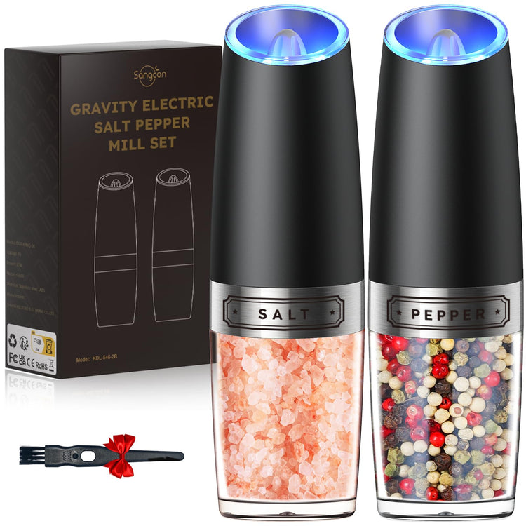 Gravity Electric Salt and Pepper Grinder Set Automatic Shakers Mill Grinder with LED Light
