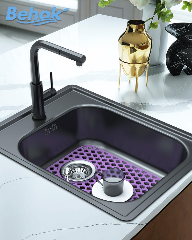 2 Pack Silicone Sink Protector Mat for Kitchen Sink Rear Drian Purple (2 Count)