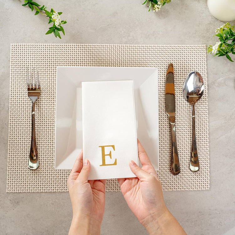 Paper Rectangle Gold Letter E Linen (2000 Count)