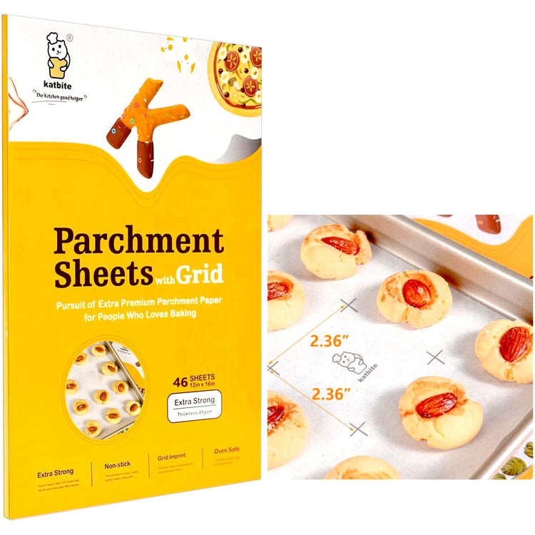Precut Parchment Paper Sheets with Grid Lines (46 Count)
