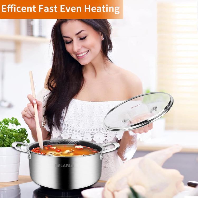 Tri Ply Non Stick 5 Quart Stainless Steel Stock Pot Heavy Duty