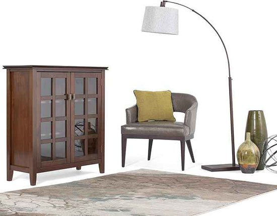 SIMPLIHOME Artisan SOLID WOOD 38 Inch Wide Transitional Medium Storage Cabinet in Russet Brown, For the Living Room, Entryway and Family Room