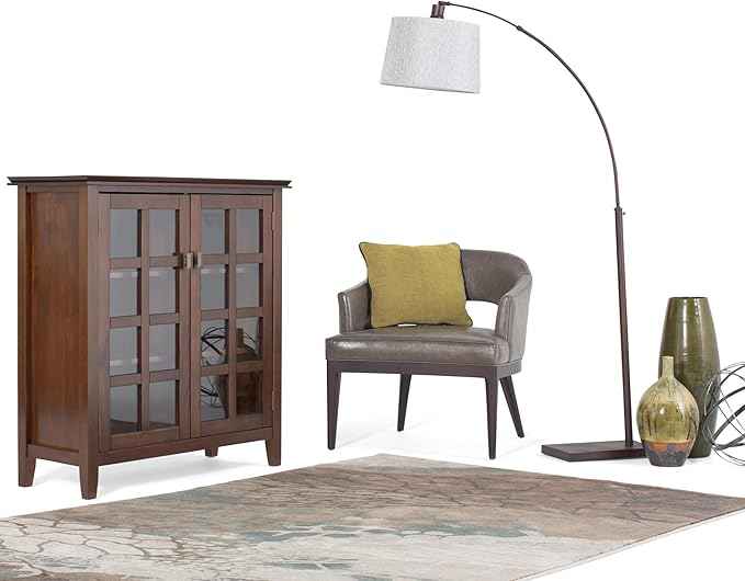 SIMPLIHOME Artisan SOLID WOOD 38 Inch Wide Transitional Medium Storage Cabinet in Russet Brown, For the Living Room, Entryway and Family Room
