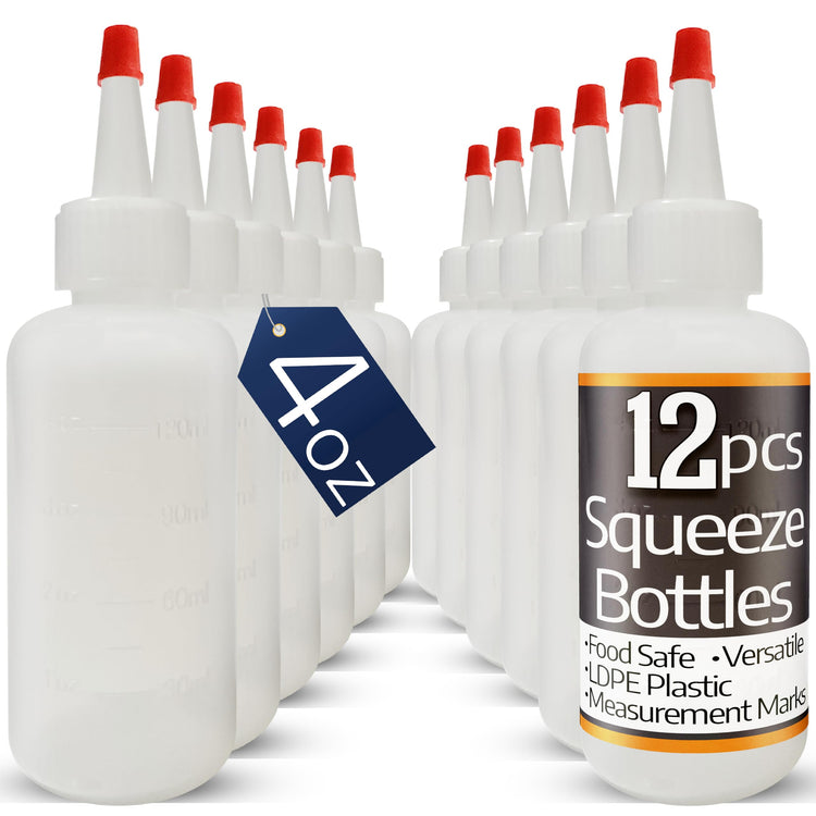 Plastic Squeeze Bottles with Red Tip Cap