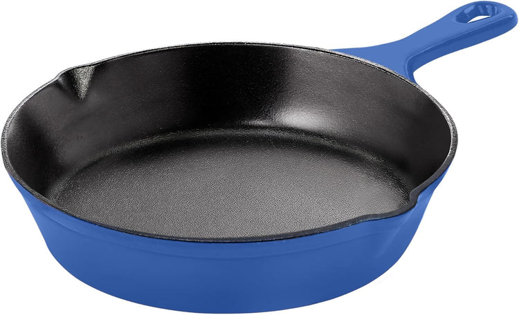Utopia Kitchen Skillet 6.5 Inch, Cast Iron Chefs Pan, Pre Seasoned Skillet, Safe Grill Cookware for Indoor & Outdoor Use, Blue - Nestoria