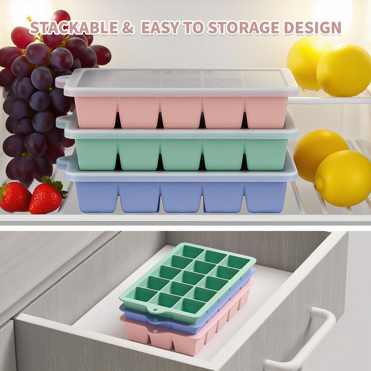 Silicone Ice Cube Tray 3 Pack (3 Count)