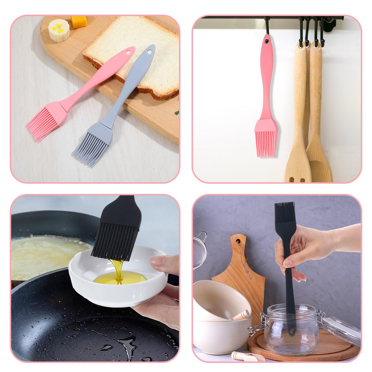 4 Pcs Silicone Basting Pastry Brush Heat Resistant Oil Brush for Cooking Kitchen Food Baking Butter Baster BBQ Grill Dishwasher Safe Multicolor for Sauce Marinade Meat Glazing (4 Count)