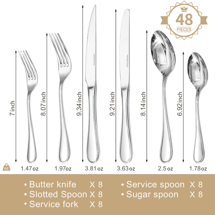 48 Piece Silverware Set for 8 with Steak Knives (48 Count)