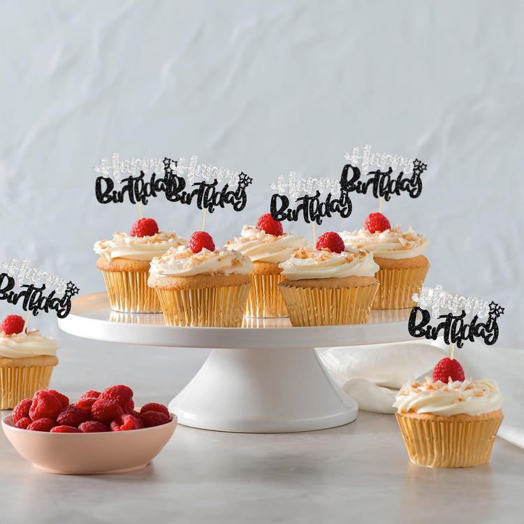 24Pcs Happy Birthday Cupcake Toppers (24 Count)