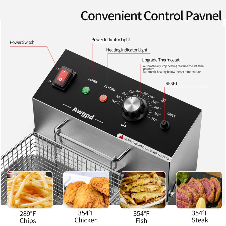 Electric Deep fryer Single Tank Deep Fryer with Basket Capacity 10L