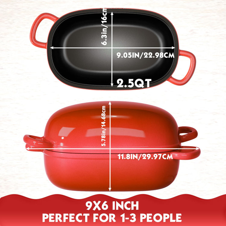 Dutch Oven 2.5QT Bread Pans with Silicone Liner for Bread Baking