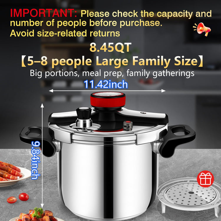 8 Quart Stainless Steel Pressure Cooker
