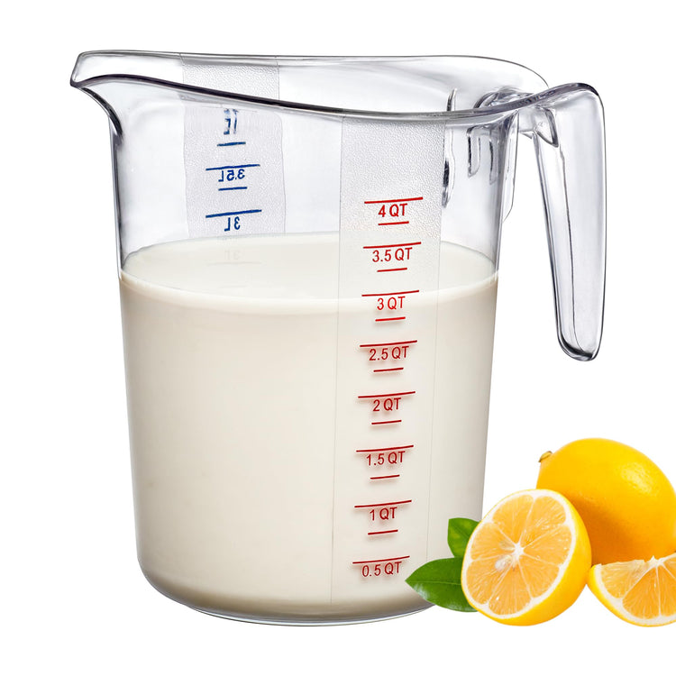 Melissa - 128-Ounce Plastic Measuring Pitcher (1-Pack), 16-Cup (4-Quart) Food-Grade Measuring Jug, Unbreakable, Stackable, Dishwasher-Safe, Great for Oil, Vinegar, Flour, and More