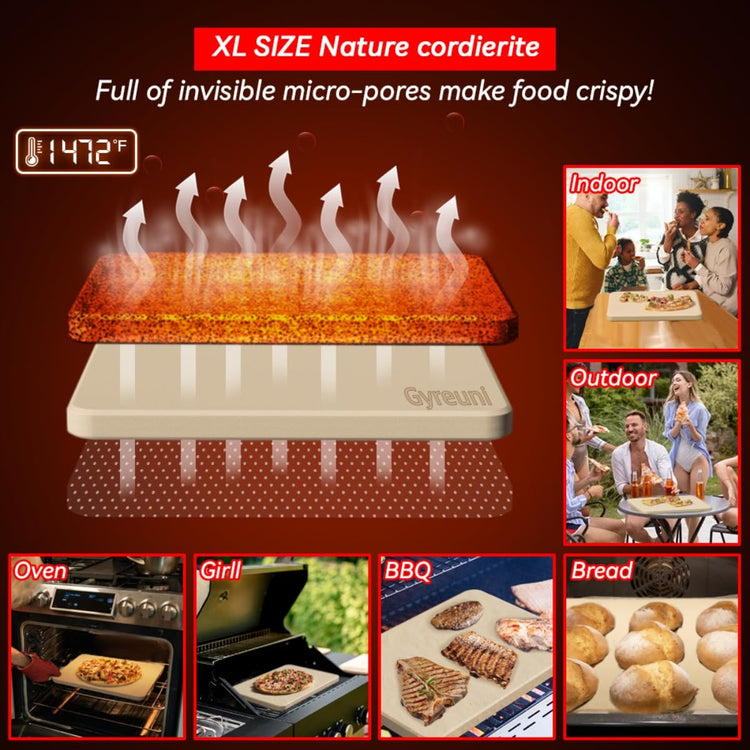16'' Cordierite Pizza Stone for Oven and Grill with Pizza Peel Set (5 Count)