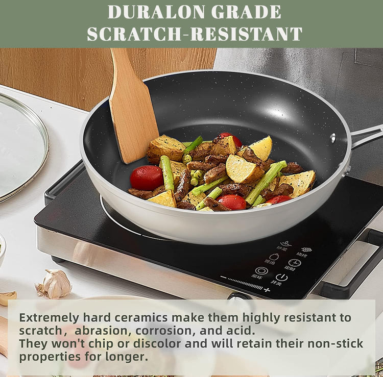9pc Cookware Set Healthy Duralon Blue Ceramic Nonstick Coated