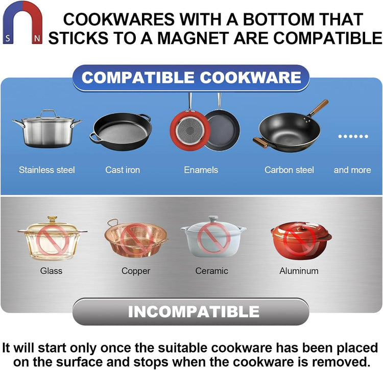 Commercial Induction Cooktop 5000W/190V~275V Commercial Range Countertop Burners Non-circulating Heating at Low Power18-hour Timer Hot Plate for Kitchen