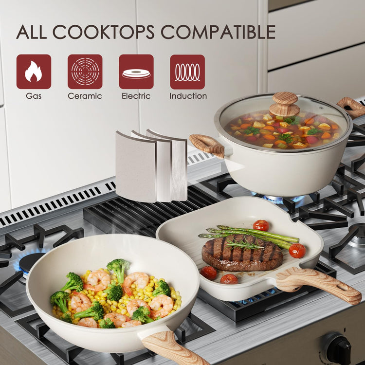 Pots and Pans Set Non Stick 31 Piece Kitchen Nonstick Cooking Cookware Sets with Grill Pan Saucepan Baking Sheet Utensil