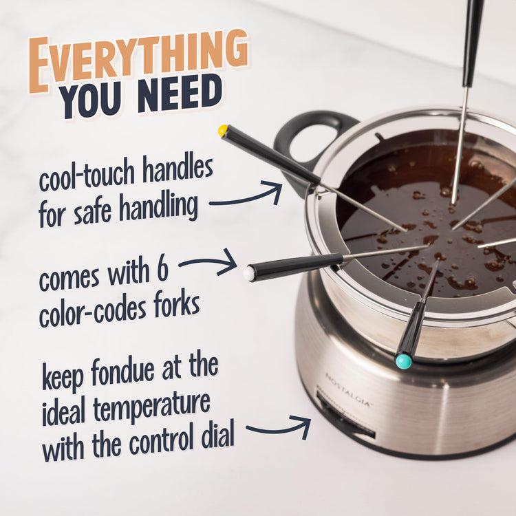 FPS200 6 Cup Stainless Steel Electric Fondue Pot with Temperature Control