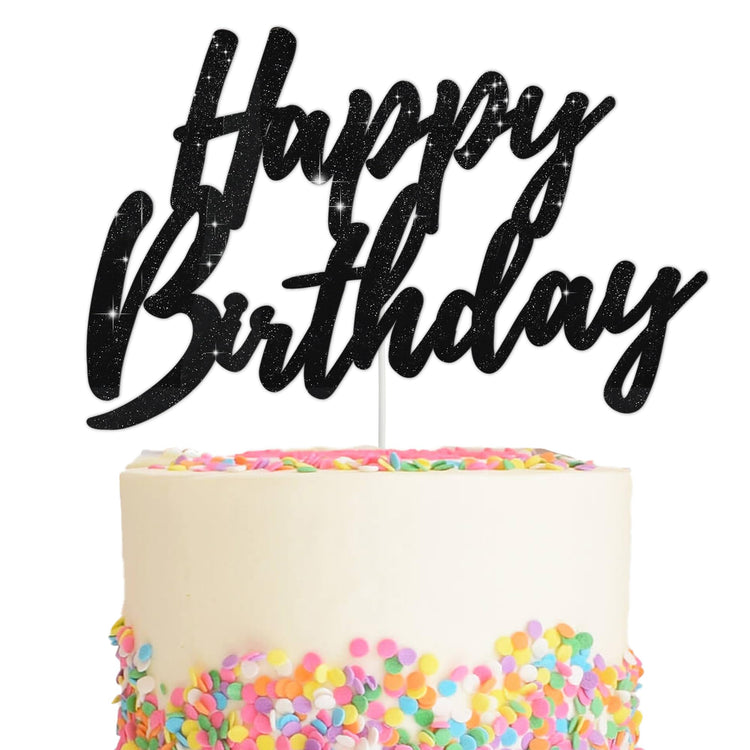 Happy Birthday Cake Toppers Black Glitter Birthday Cake Decoration Cake Baking Supplies 18th 30th 40th Birthday Cake Toppers For Boys Girls Men Women Birthday Party Photo Booth Props