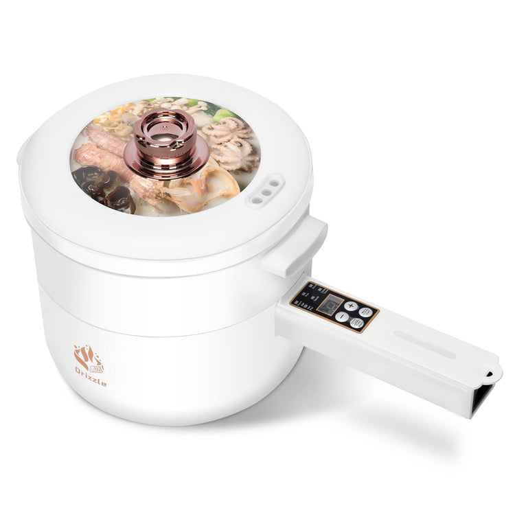Electric Hot Pot Cooker Steamer 1.8L Multifunctional Nonstick Pan Dormitory Office Portable Ramen Cooker Steamer Boil Dry Protection Suitable For Noodles Steak Cooker Eggs StirFrying