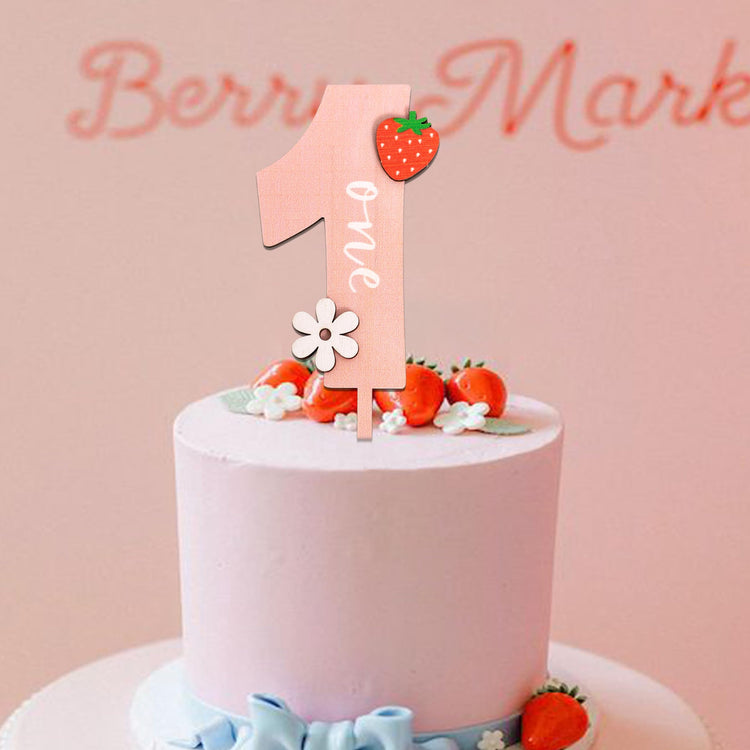 Strawberry One Cake Topper
