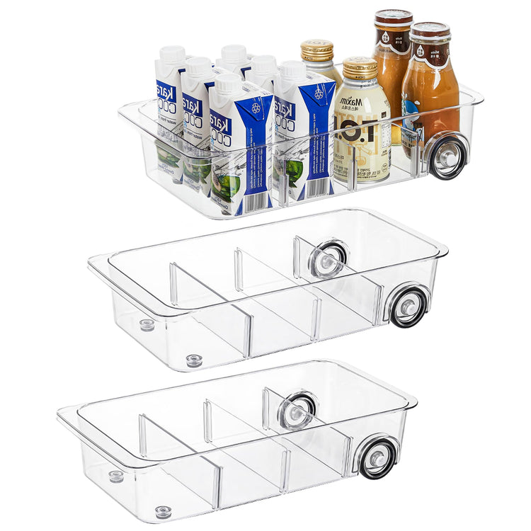 Roll Out Refrigerator Organizers and Storage (3 Compartments)