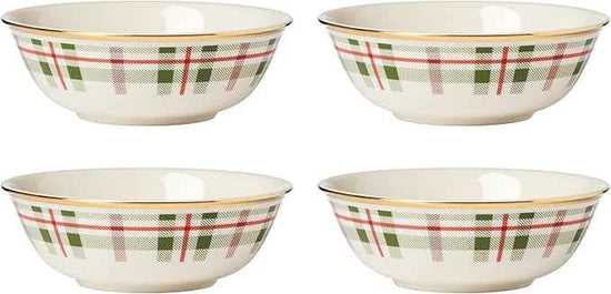 Lenox 894965 Holiday Plaid All-Purpose Bowls, Set of 4, 20 oz, Christmas Dinnerware