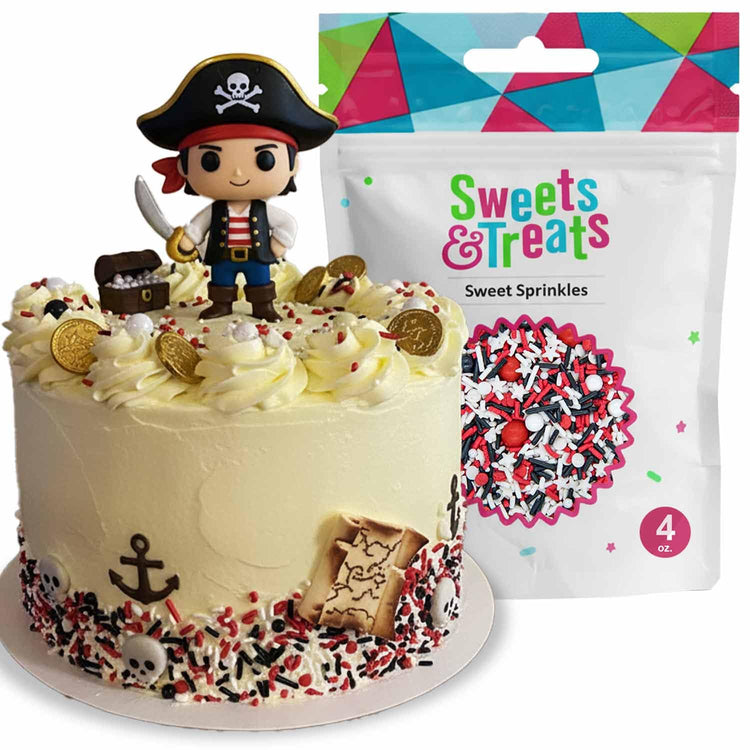 Red White and Black Sprinkles for Cake Decorating and Baking Cupcakes (4 Ounce)