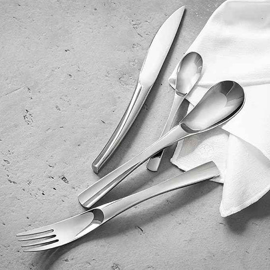 Degrenne Luxury French Cutlery Set - 5 Piece Silverware Set, Includes Forks, Spoons & Knife, Stainless Steel Flatware, Dishwasher Safe, Made in France - XY Black