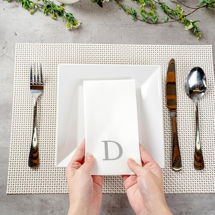 Silver D White Linen Feel Guest Towel Napkin (2000 Count)
