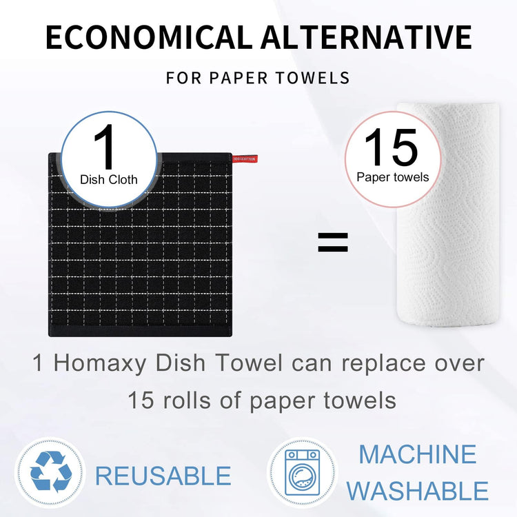 100% Cotton Terry Kitchen Dish Cloths (12 Count)